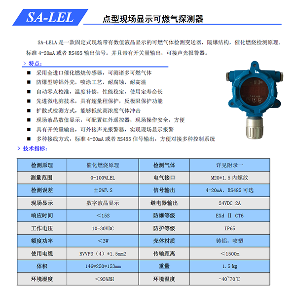 SA-LELA带显示可燃气探测器